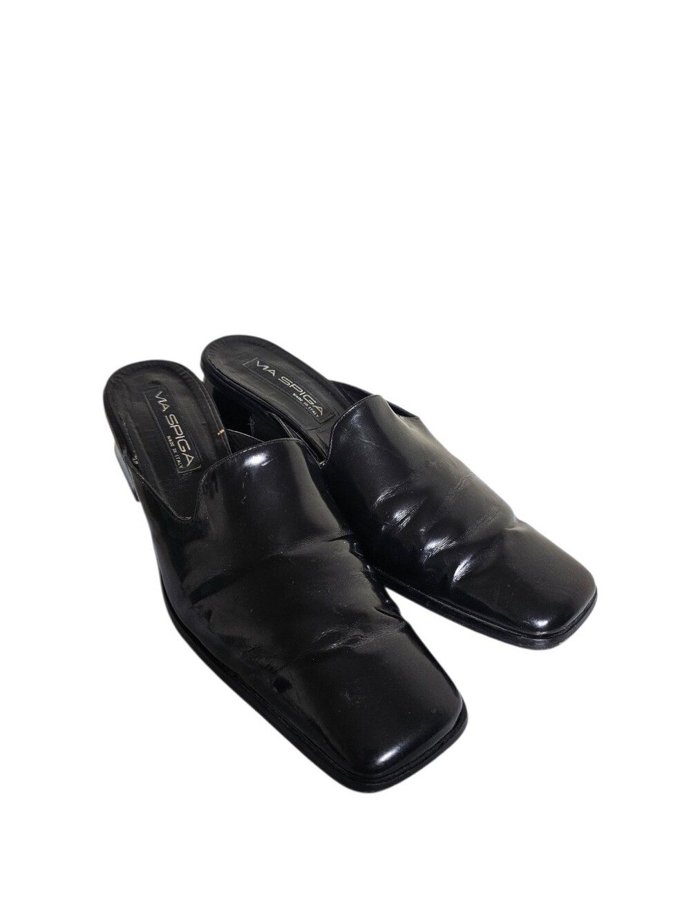 Via Spiga Mules Patent Leather Made in Brazil Size 10 Black